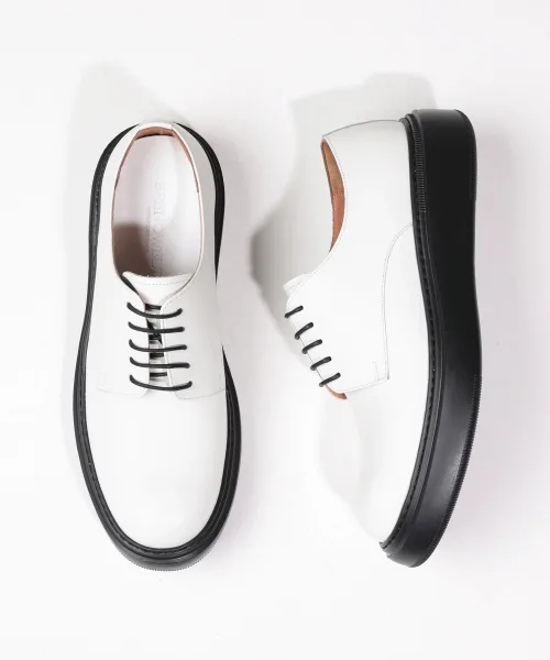Мужские туфли из натуральной кожи Project 3 White Derby Drive Shoes BRENOWELT