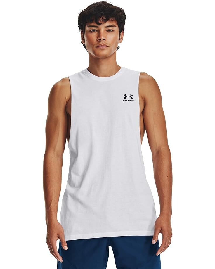 

Майка Under Armour Left Chest Cutoff Tank, цвет White/Black