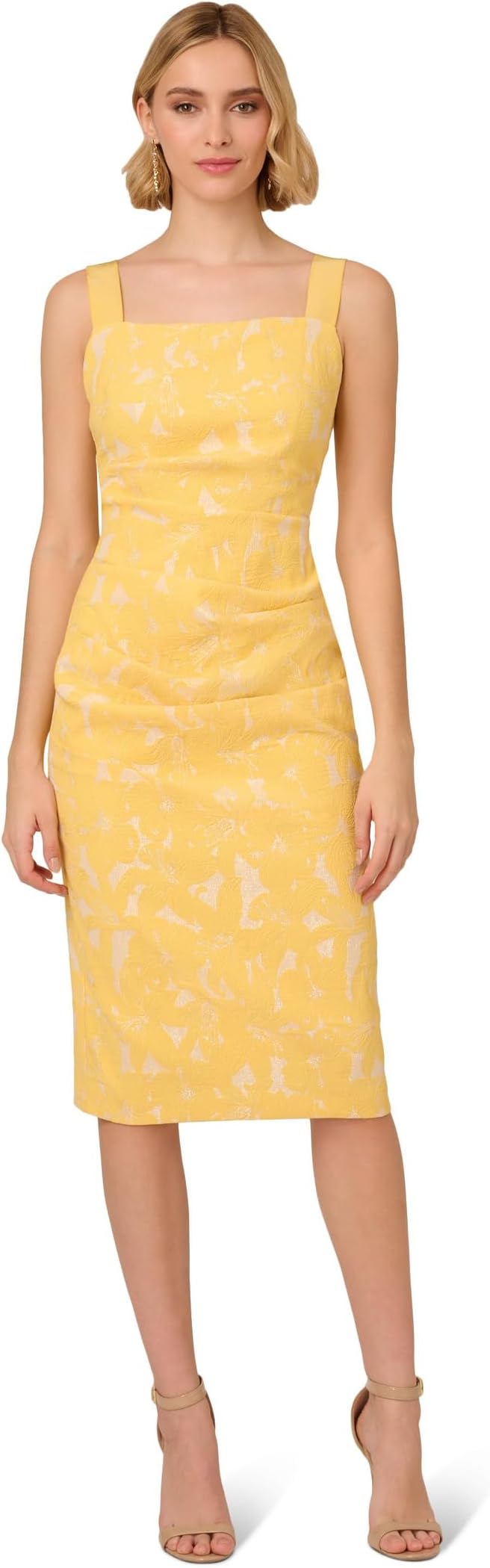 

Платье Adrianna Papell Hibiscus Jacquard Tucked Dress, цвет Sun