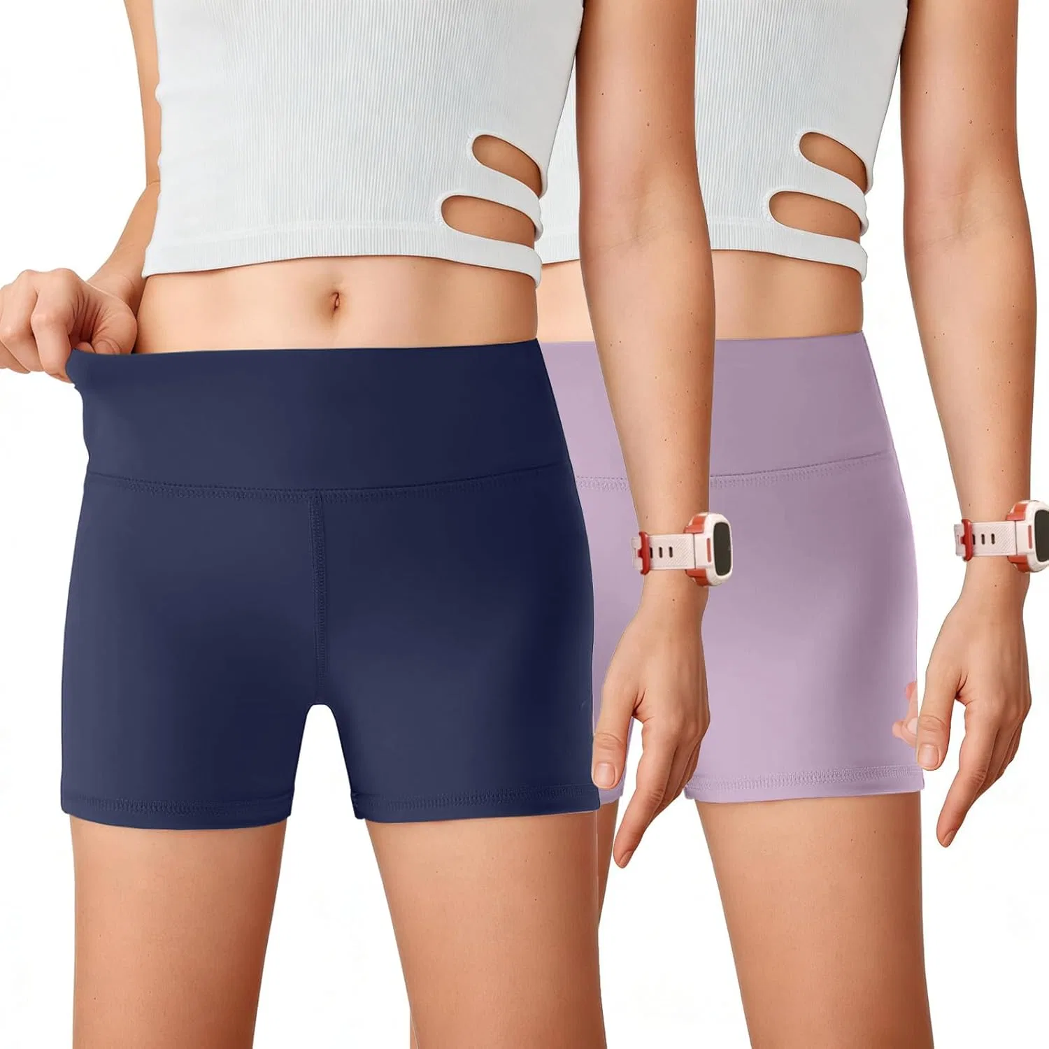 Шорты для девочек 2 шт., атлетические, гимнастические, Seiciviy, Navy/Purple