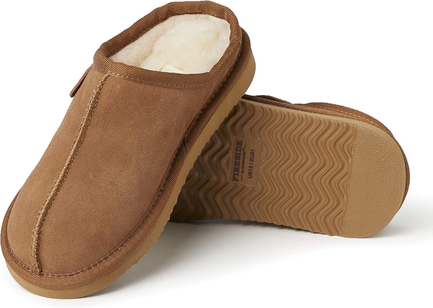 Тапочки Fireside от Dearfoams для детей и взрослых, модель Dempsey с натуральным мехом, для дома и улицы Fireside By Dearfoams, Chestnut — фото 3