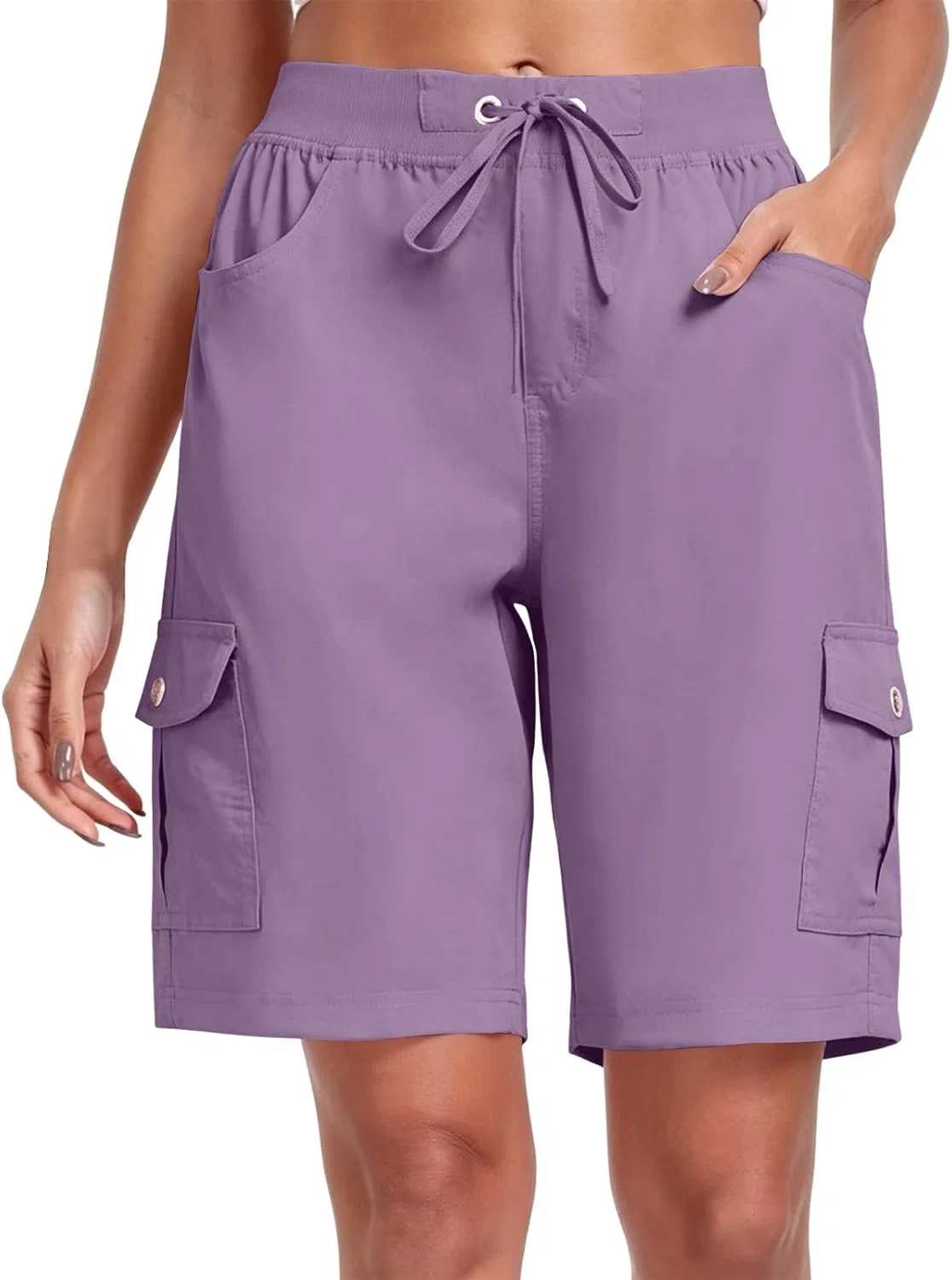 Шорты карго женские High Waisted, быстросохнущие, с карманами, A09 Light Purple