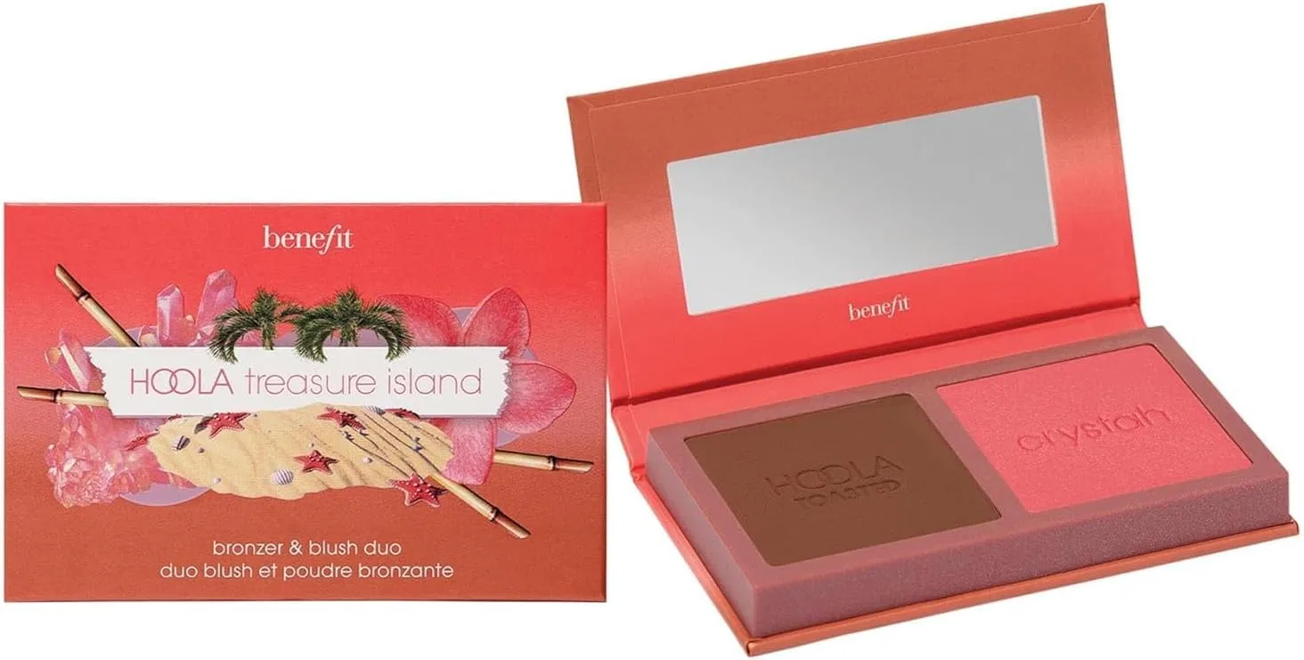 Палетка бронзер и румяна Benefit Hoola Treasure Island Mini, теплые тона, 28.3 г