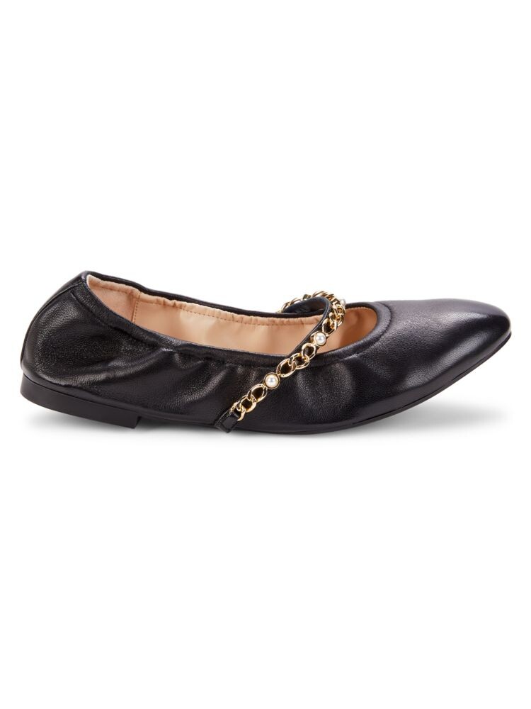 

Кожаные балетки с искусственным жемчугом Stuart Weitzman, черный