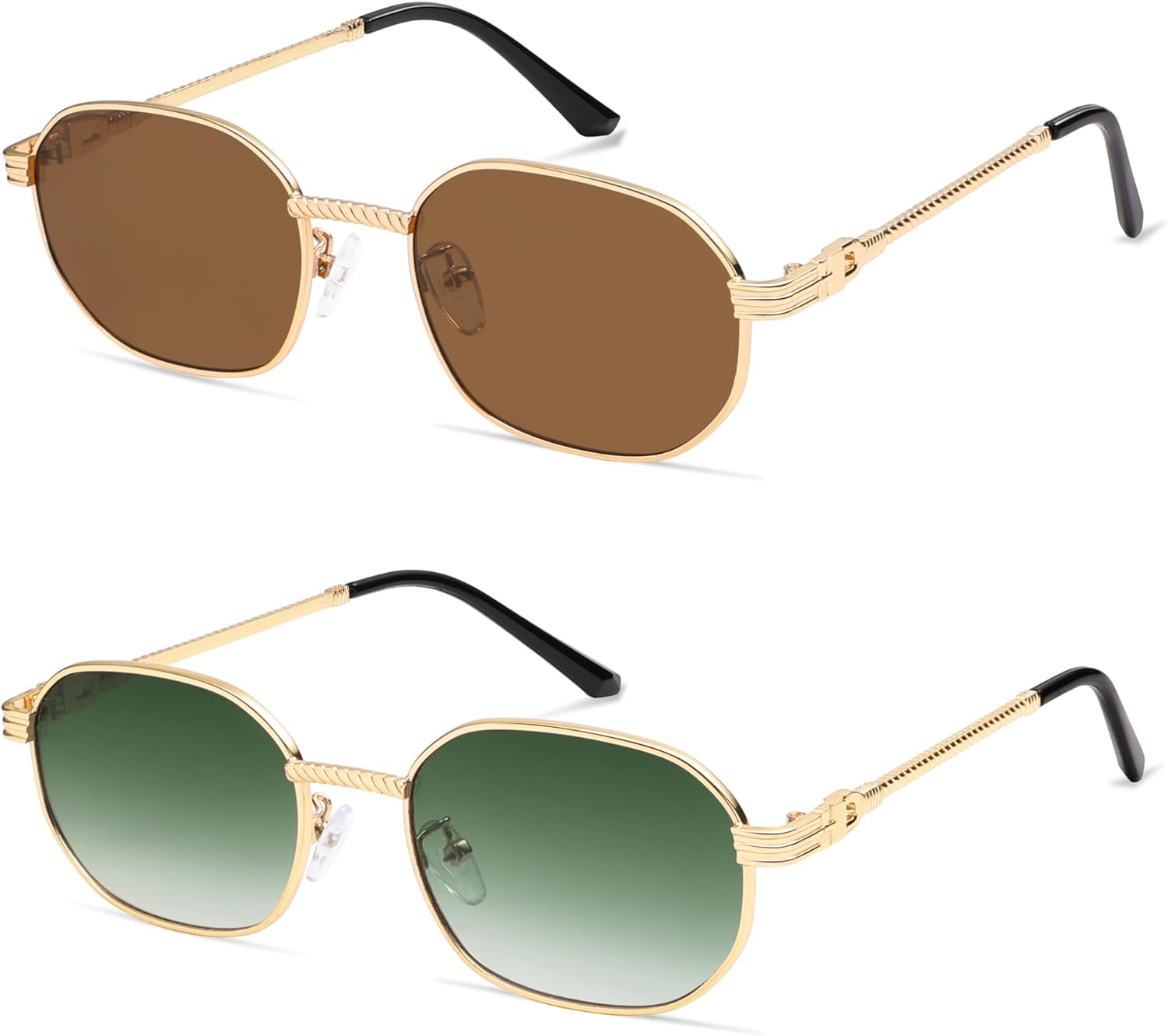

Ретро овальные солнцезащитные очки для женщин в стиле Y2k 90-х, модные узкие маленькие металлические солнцезащитные очки AP3726 Appassal, P1 Gold/Gradient Brown+gradient Green