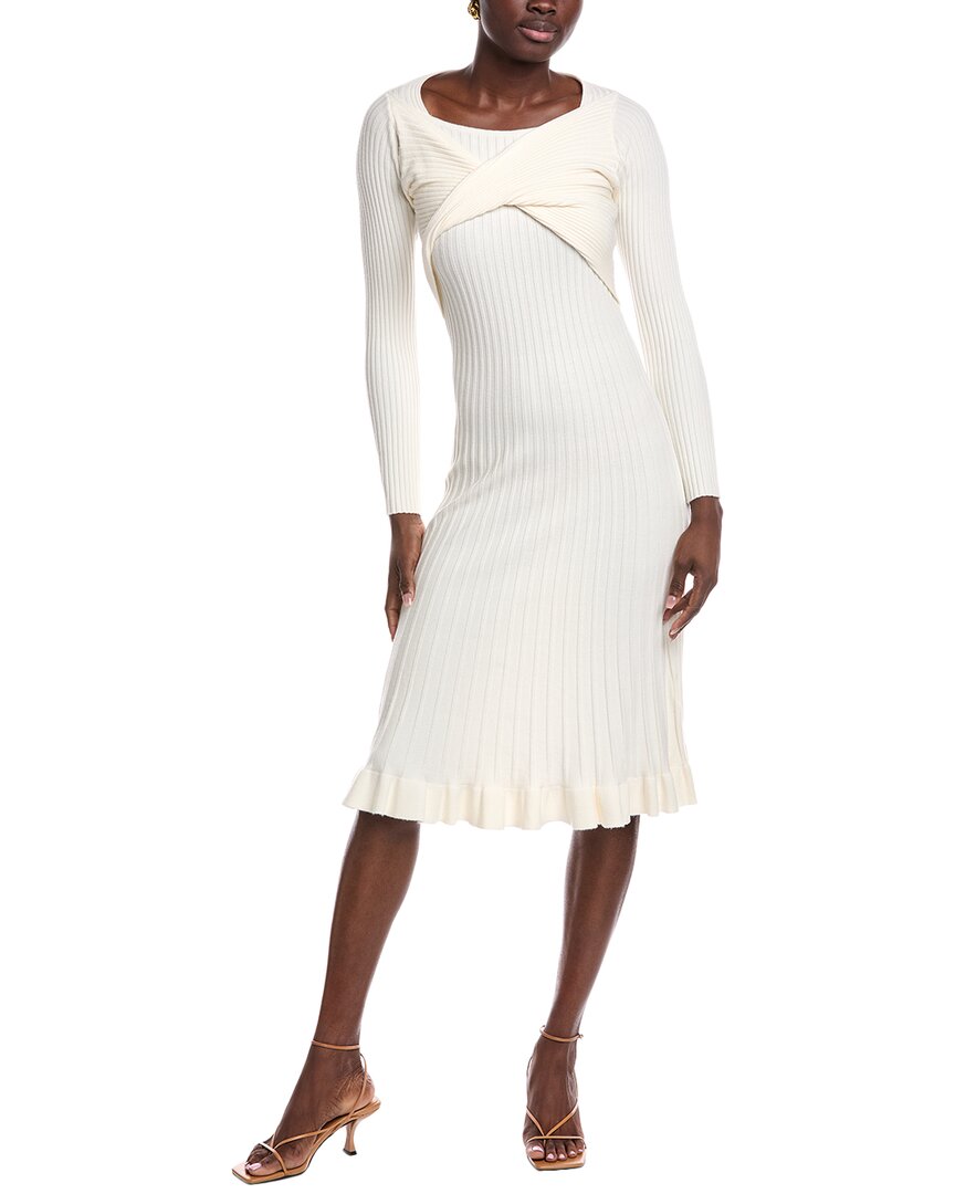 

JL LUXE Свитер-платье с рубчиком, белый