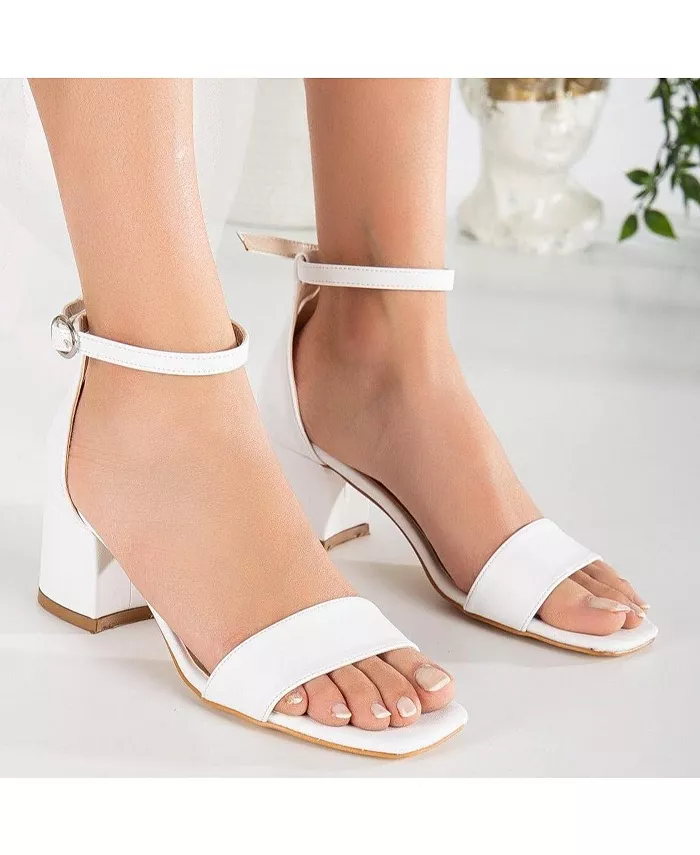 Айва сандалии на низком квадратном каблуке Forever & Always Shoes, белый — фото 3