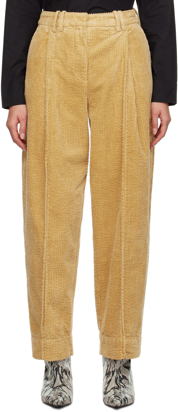 

Бежевые брюки со складками GANNI, Бежевый, Бежевые брюки со складками GANNI