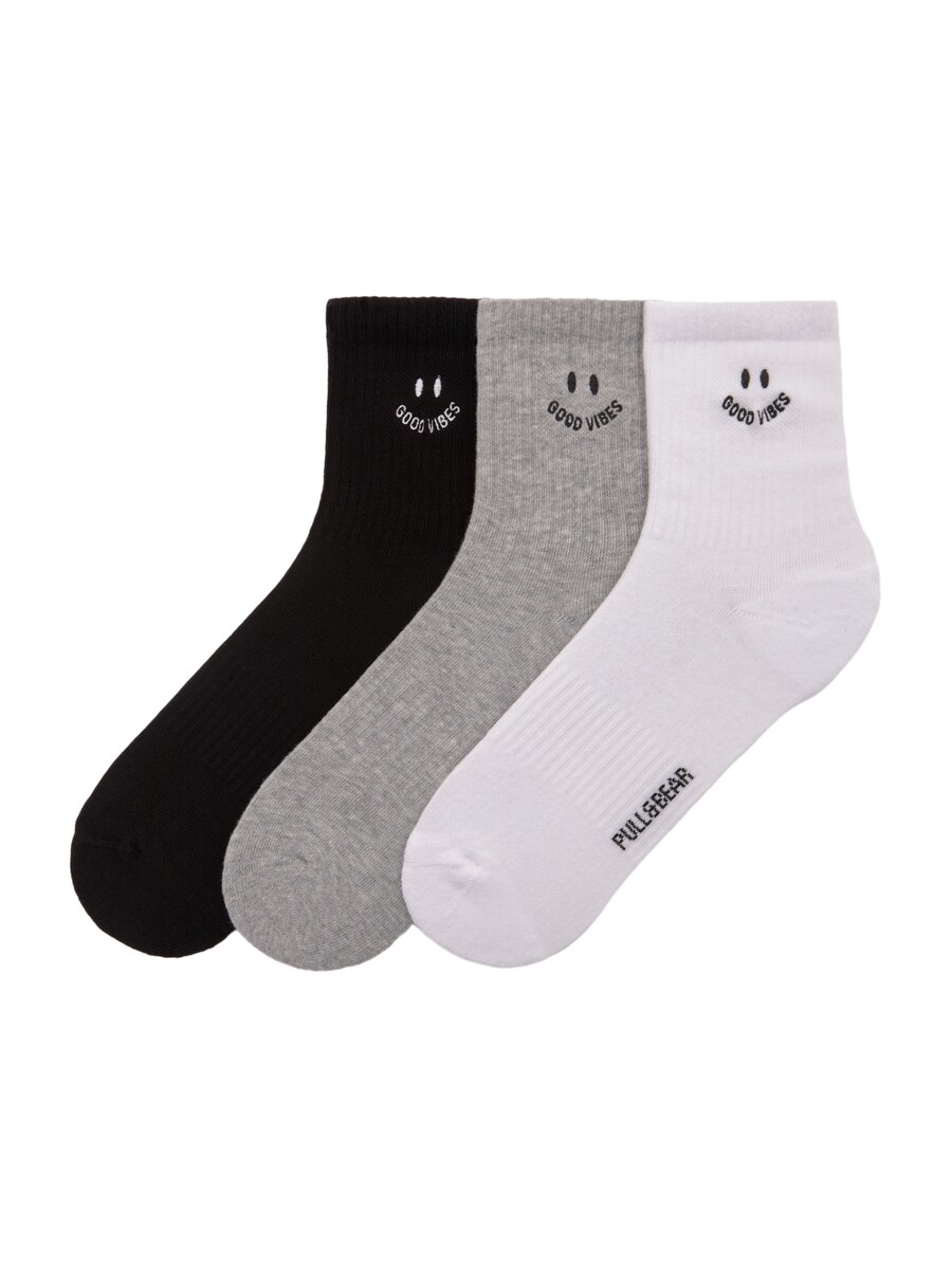 

Носки Pull&Bear GOOD VIBES, цвет mottled grey/Black/White