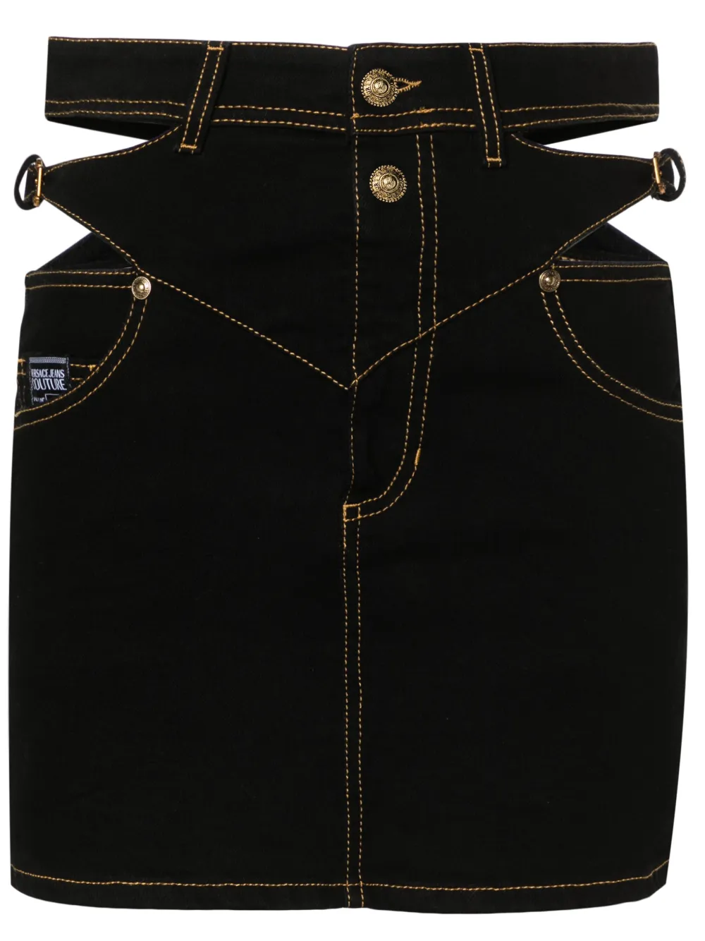 

Джинсовая юбка мини с пряжками Baroque Versace Jeans Couture, черный