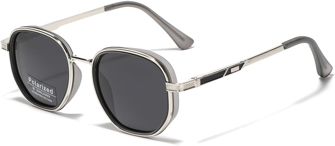 

Поляризованные солнцезащитные очки для женщин Tr90, унисекс, квадратные солнцезащитные очки для мужчин, полуметаллические линзы TAC, очки для вождения, защита от УФ-излучения UV400 weiyuchen, Gray Silver Frame