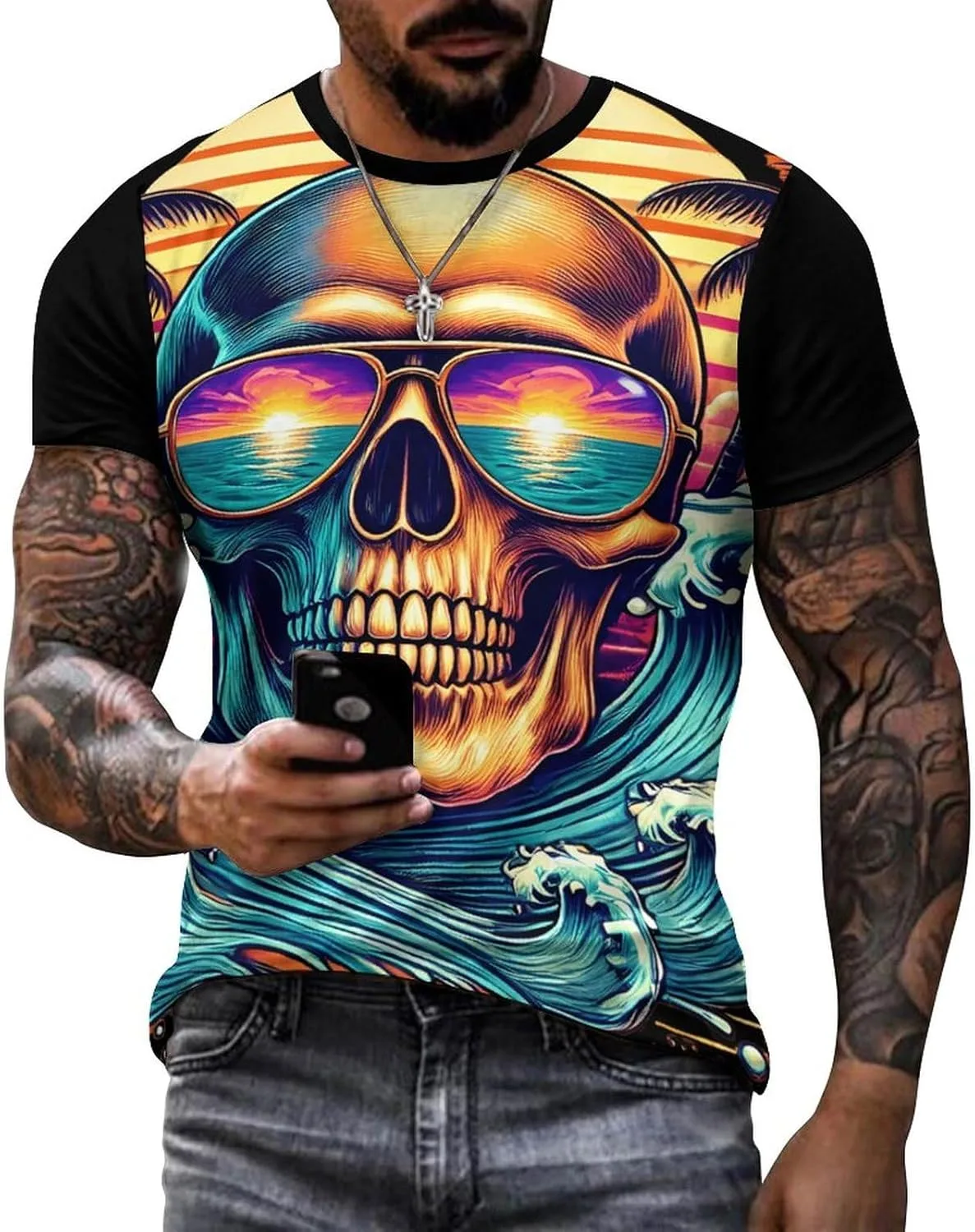 

Футболка с тропическим принтом в стиле ретро Eafxzmlrq