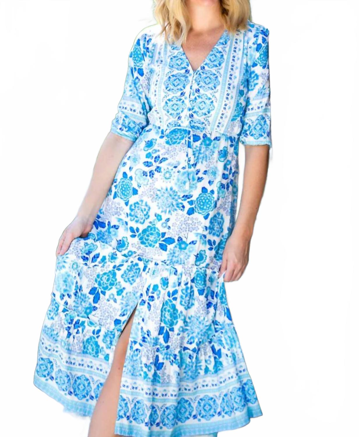 

Кэрри Платье в кобальтовом мультифлоральном принте Walker & Wade