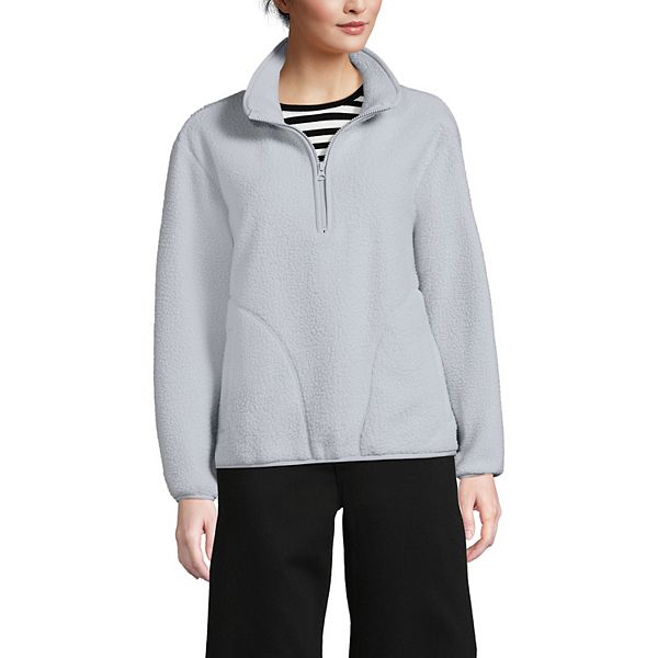 

Куртка на молнии из уютного флиса Sherpa Petite Lands' End, Pale Gray