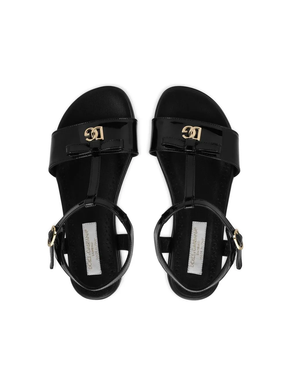 Лакированные босоножки с логотипом DG Dolce & Gabbana Kids, черный — фото 4