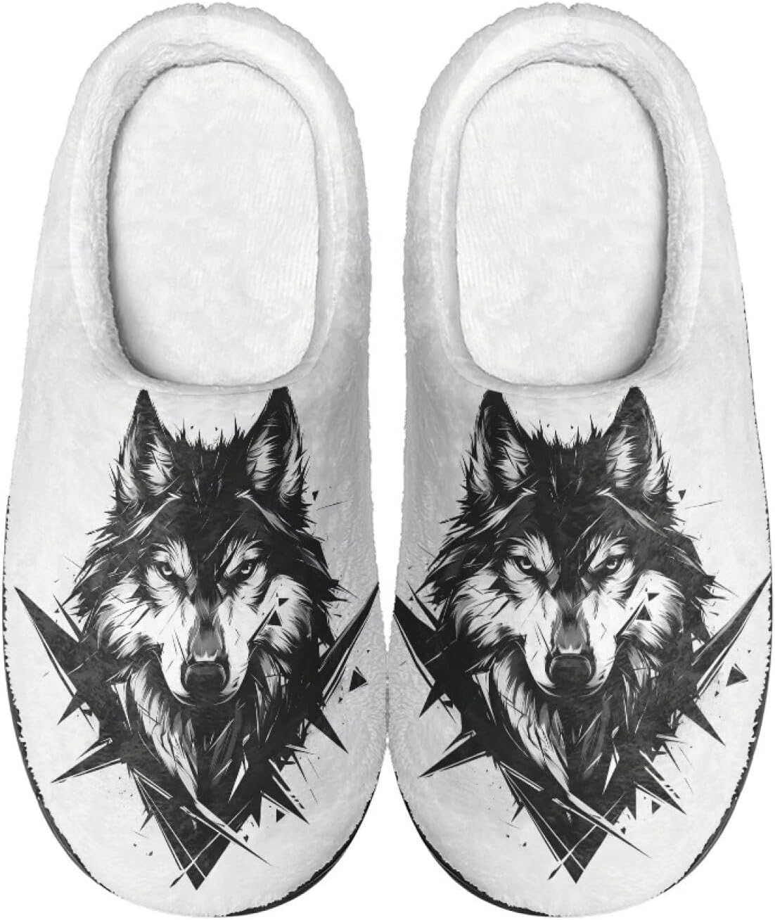 

Мужские и женские нескользящие тапочки, теплые мягкие уютные тапочки из фланели, домашняя обувь для спальни и улицы, размеры 2-12 Zcfygdx, Cool Wolf Pattern Print