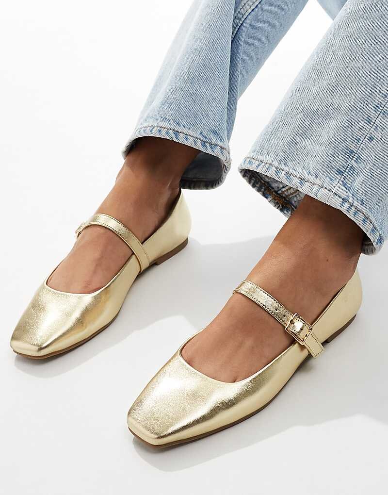 

Золотистые балетки ASOS DESIGN Lottie Mary Jane