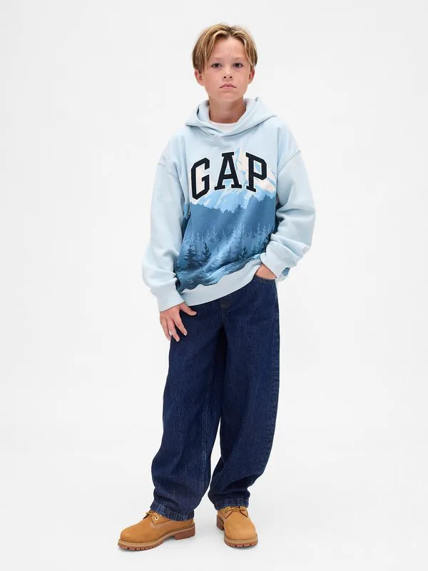 Детская толстовка с графическим логотипом Gap, Light Blue — фото 2