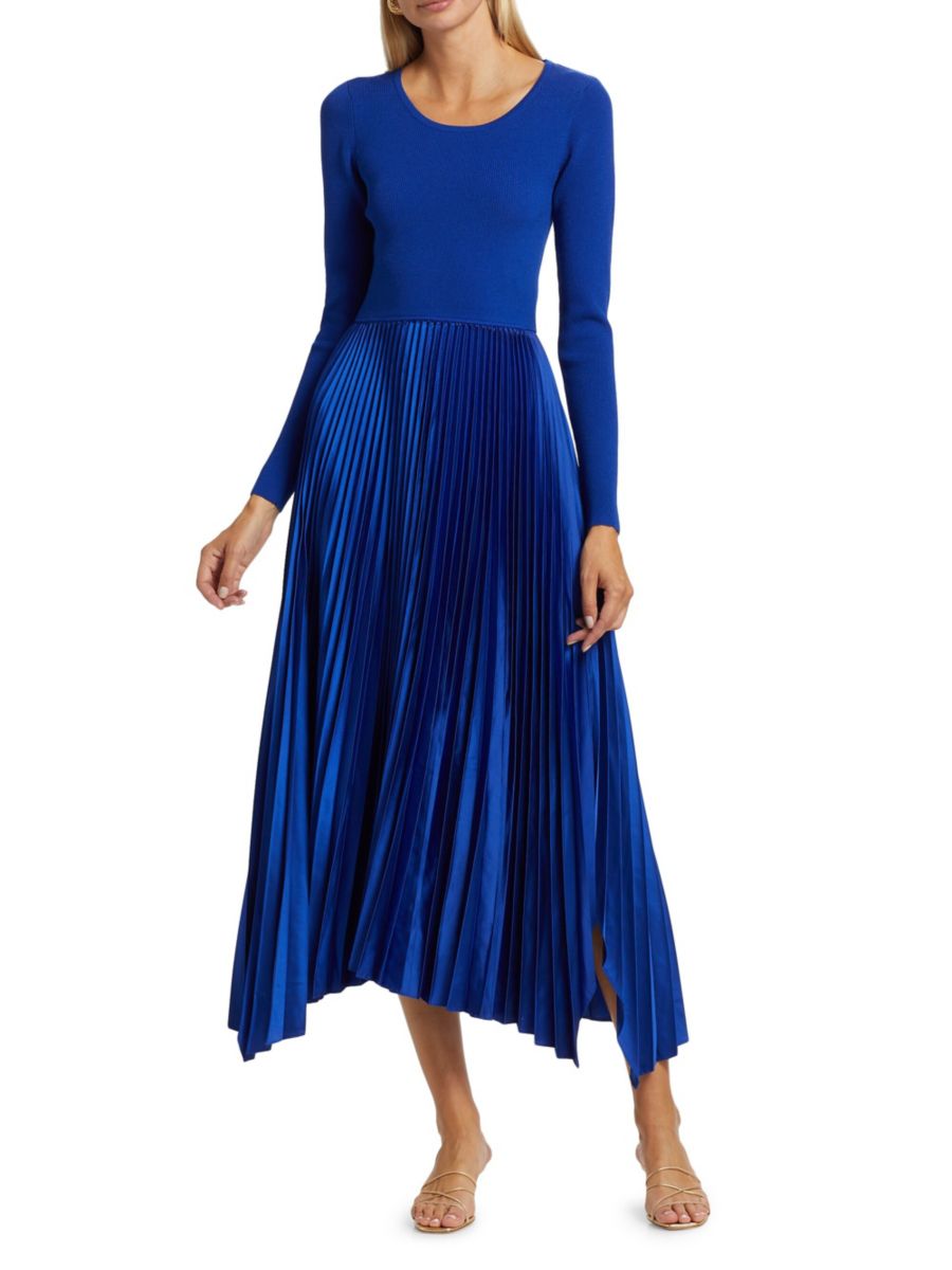 

Платье-свитер Mave Mixed-Media Fit & Flare Elie Tahari, цвет Evening Blue