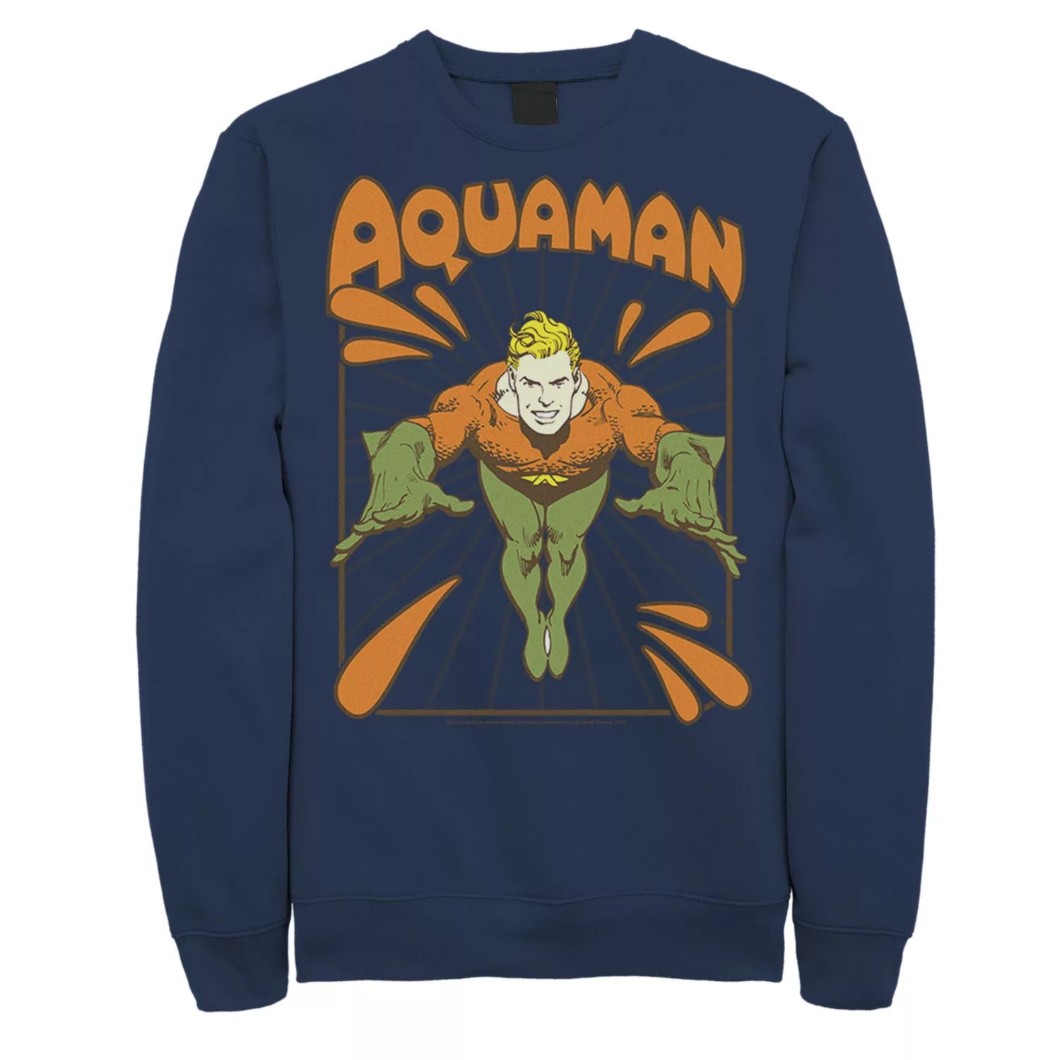 

Мужской флисовый свитшот с простым текстом и логотипом DC Comics Aquaman, Blue Licensed Character, синий