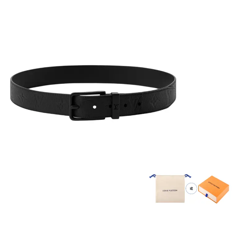 

Ремень мужской из кожи телячьего дубления Taurillon ширина 3,5 см LOUIS VUITTON, черный