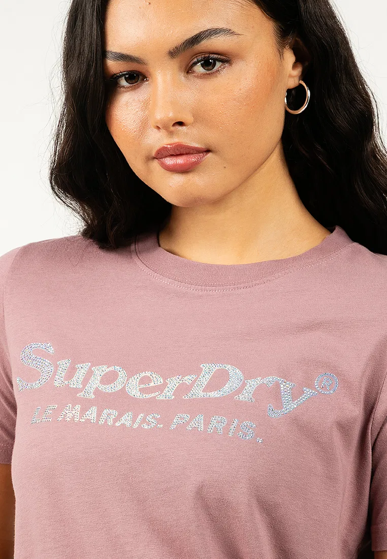 Футболка, свободный крой, Venue Metallic, серебристый Superdry — фото 3