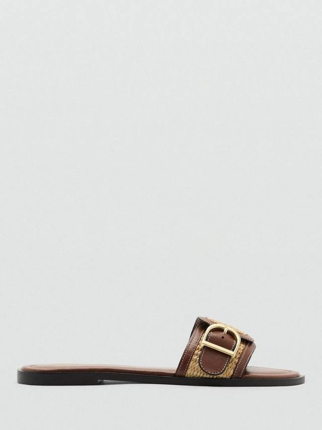 Кожаные сандалии из рафии Mango, Medium Brown