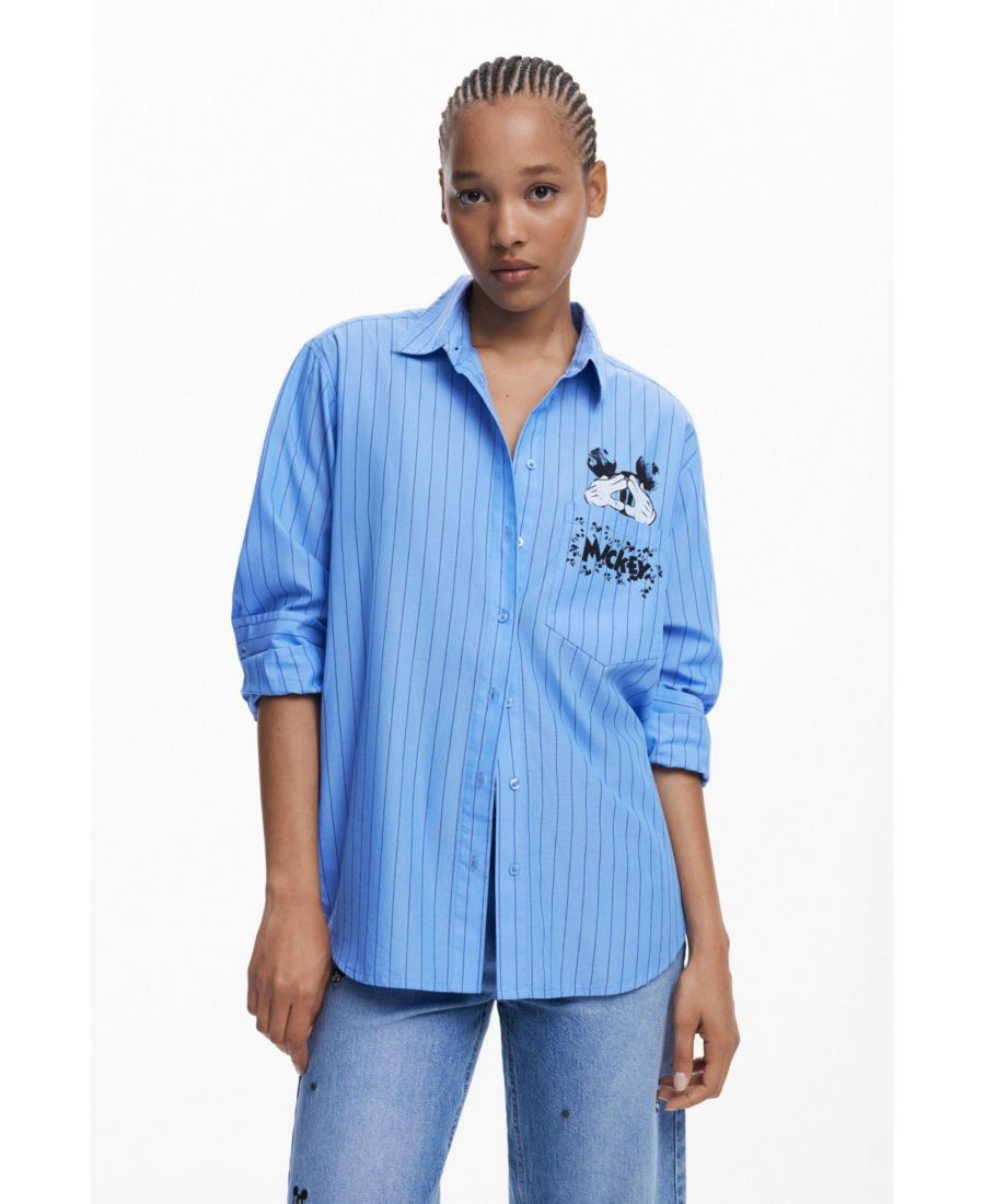

Женская полосатая рубашка с Микки Маусом Desigual, Dark blue