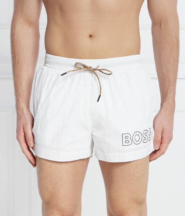 

Шорты мужские Boss пляжные на кулиске с логотипом, белый