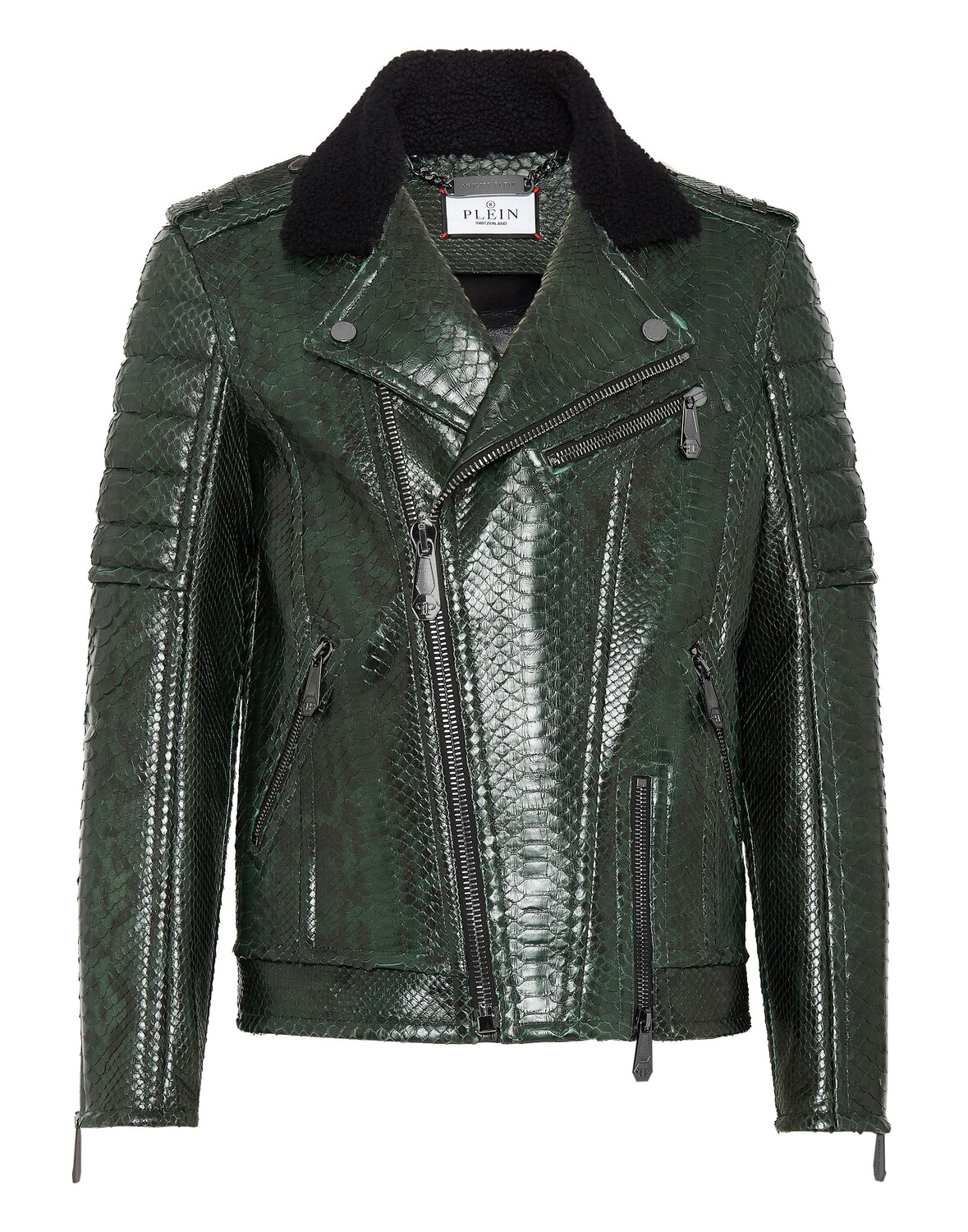 

Байкерская куртка из питона Philipp Plein, зеленый