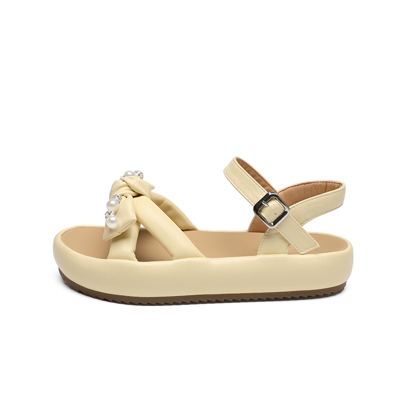 ZHR Женские сандалии на одной застежке бежевые, цвет Beige — фото 3