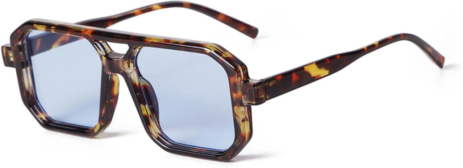 

Винтажные квадратные солнцезащитные очки с двойной перемычкой для женщин и мужчин, черно-желтые, с линзами цвета "конфетный", защита от УФ-излучения UV400, ретро-очки для активного отдыха WNCKSQ, C7