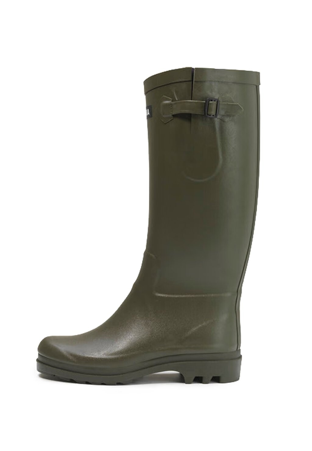 Женские резиновые сапоги Aigle высокие с пряжкой, темно-зеленый