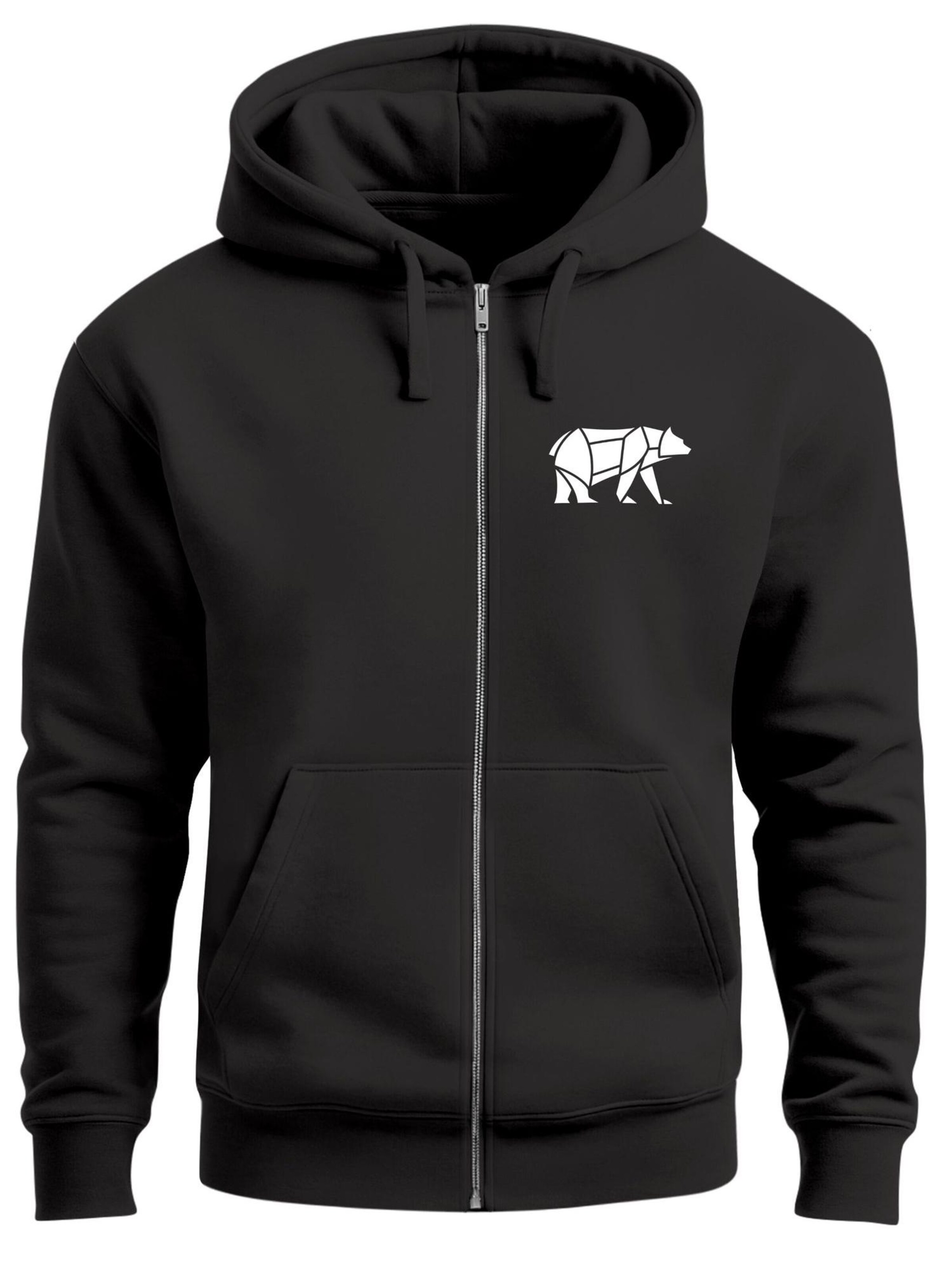 

Neverless Толстовка с молнией 'Bär Lineart Polygon' в черном цвете