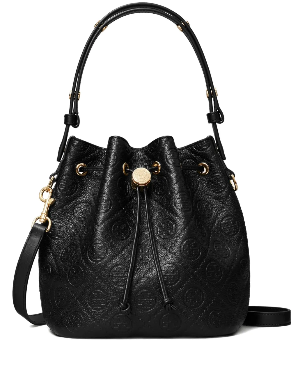 

Фактурная сумка-ведро T-Monogram Tory Burch, черный