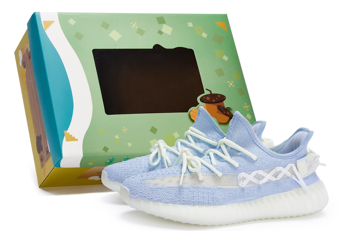 Yeezy Boost 350 V2 Противоскользящие Износостойкие Низкие Повседневные Кроссовки Унисекс Белый Синий Adidas Originals — фото 2