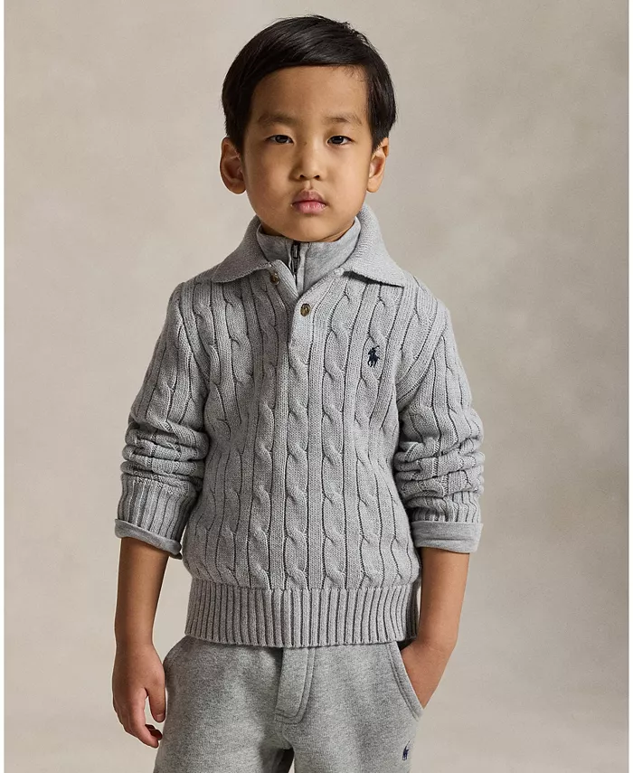 

Детская и мальчиковая 2-7 лет вязаная поло из хлопка Polo Ralph Lauren, серый