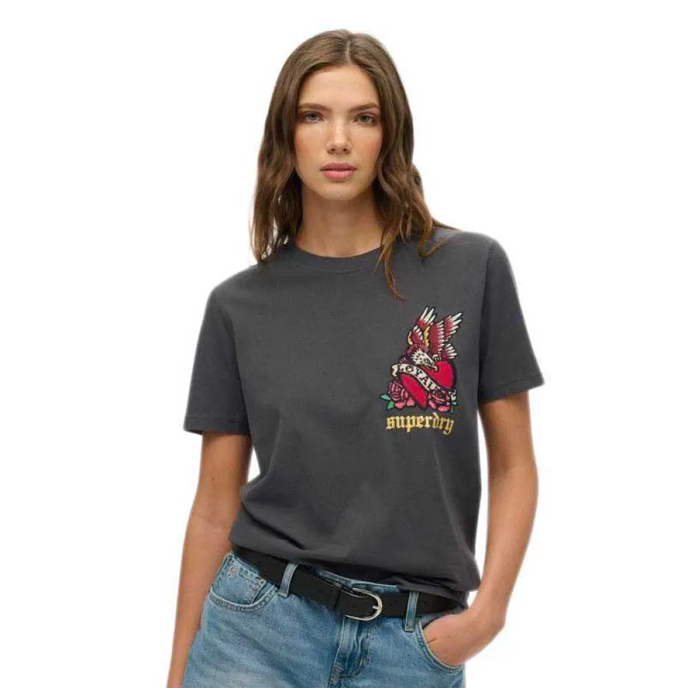 

Футболка с коротким рукавом Superdry Old School Tattoo Relaxed, серый