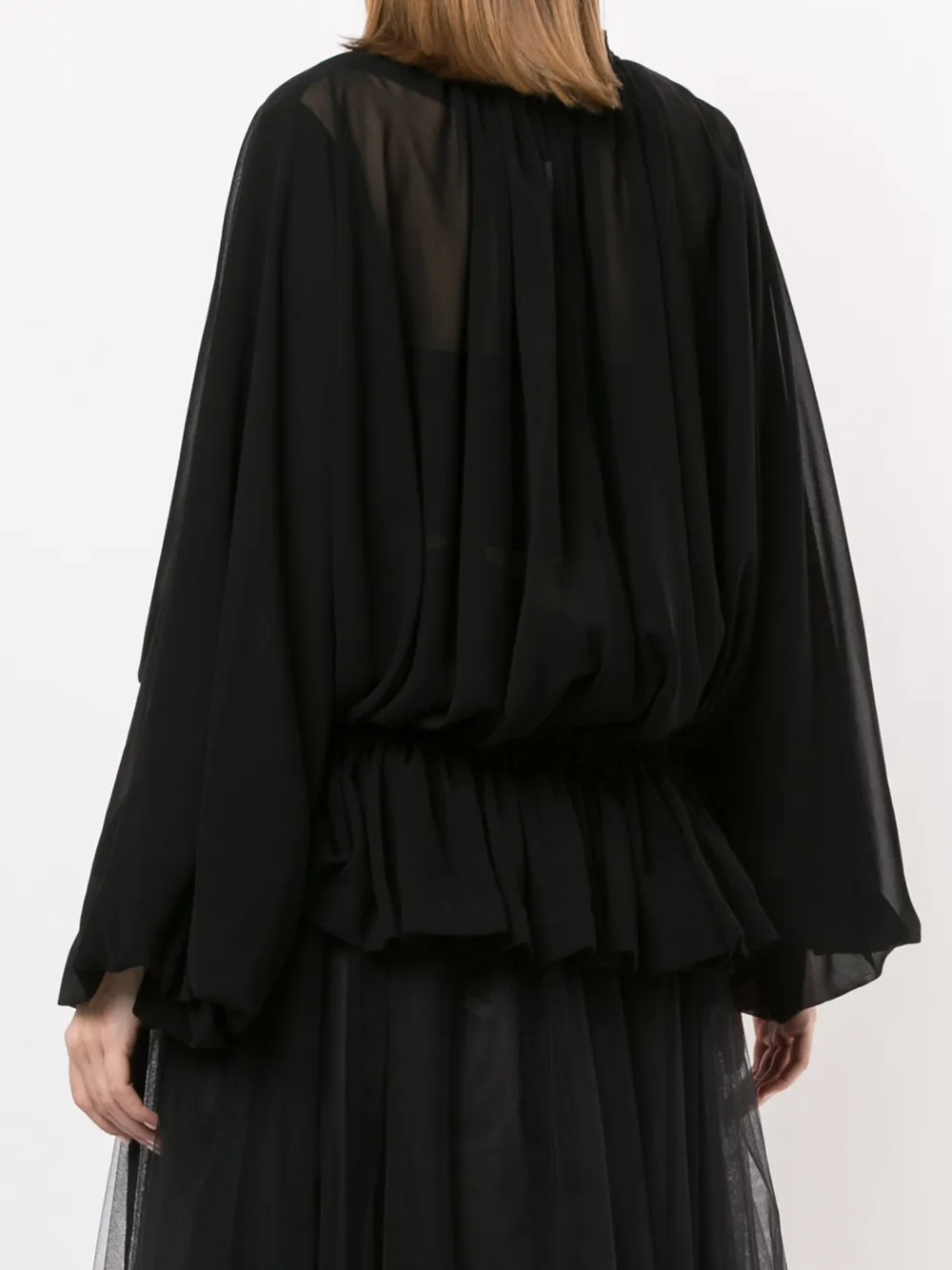 Полупрозрачная блузка с драпировкой Comme Des Garcons, черный — фото 4
