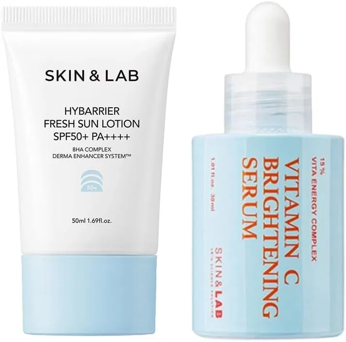 Набор сыворотка с витамином C и солнцезащитный лосьон Skin&Lab, 30 мл + 50 мл