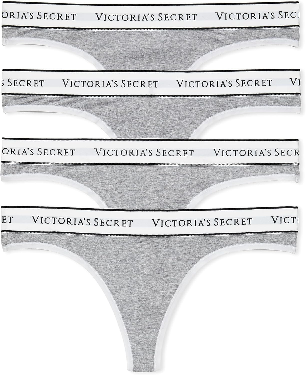 

Женские хлопковые трусики-стринги Victoria's Secret с логотипом, многоупаковка (XS-XXL), Medium Heather Grey