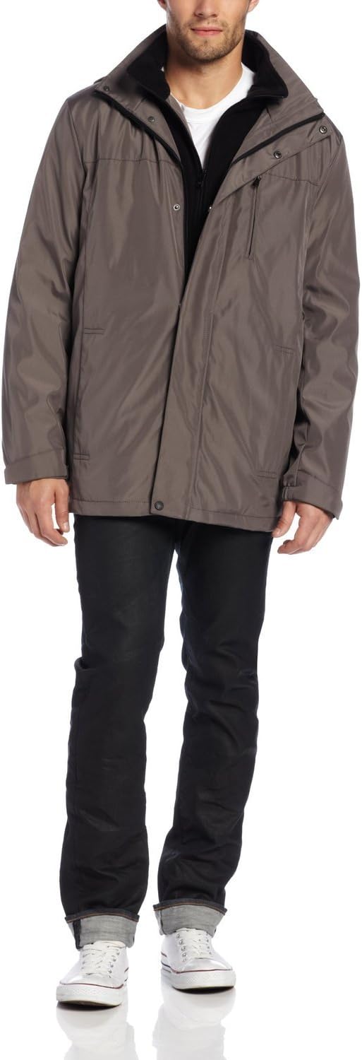 

Мужская куртка Calvin Klein из полиэстера со съемным капюшоном и флисовым нагрудником, Graphite