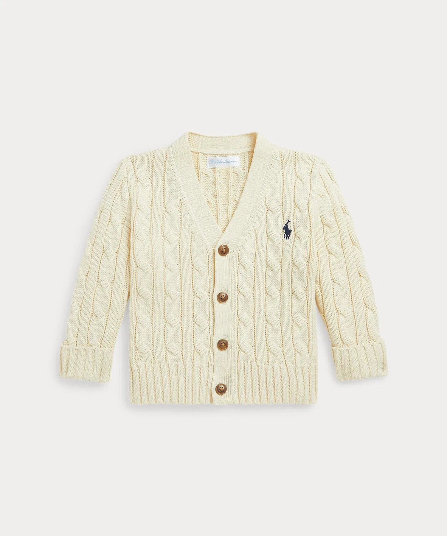 Детский кардиган из хлопка с V-образным вырезом и косами. Polo Ralph Lauren, 101 Natural