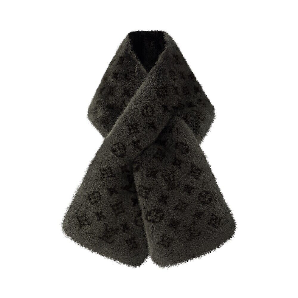 

Меховой шарф с монограммой Reverso Louis Vuitton, черный