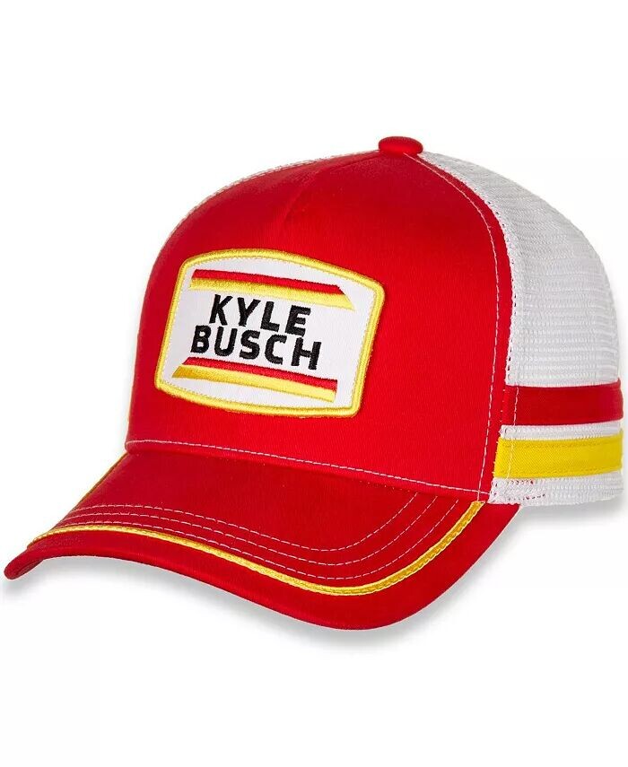 

Мужская красно-белая регулируемая шляпа Snapback в ретро-полоску Kyle Busch Joe Gibbs Racing Team Collection, красный