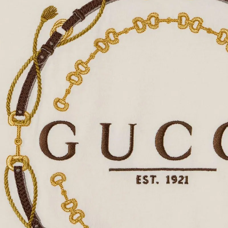 Футболка GUCCI с принтом логотипа, Beige — фото 4