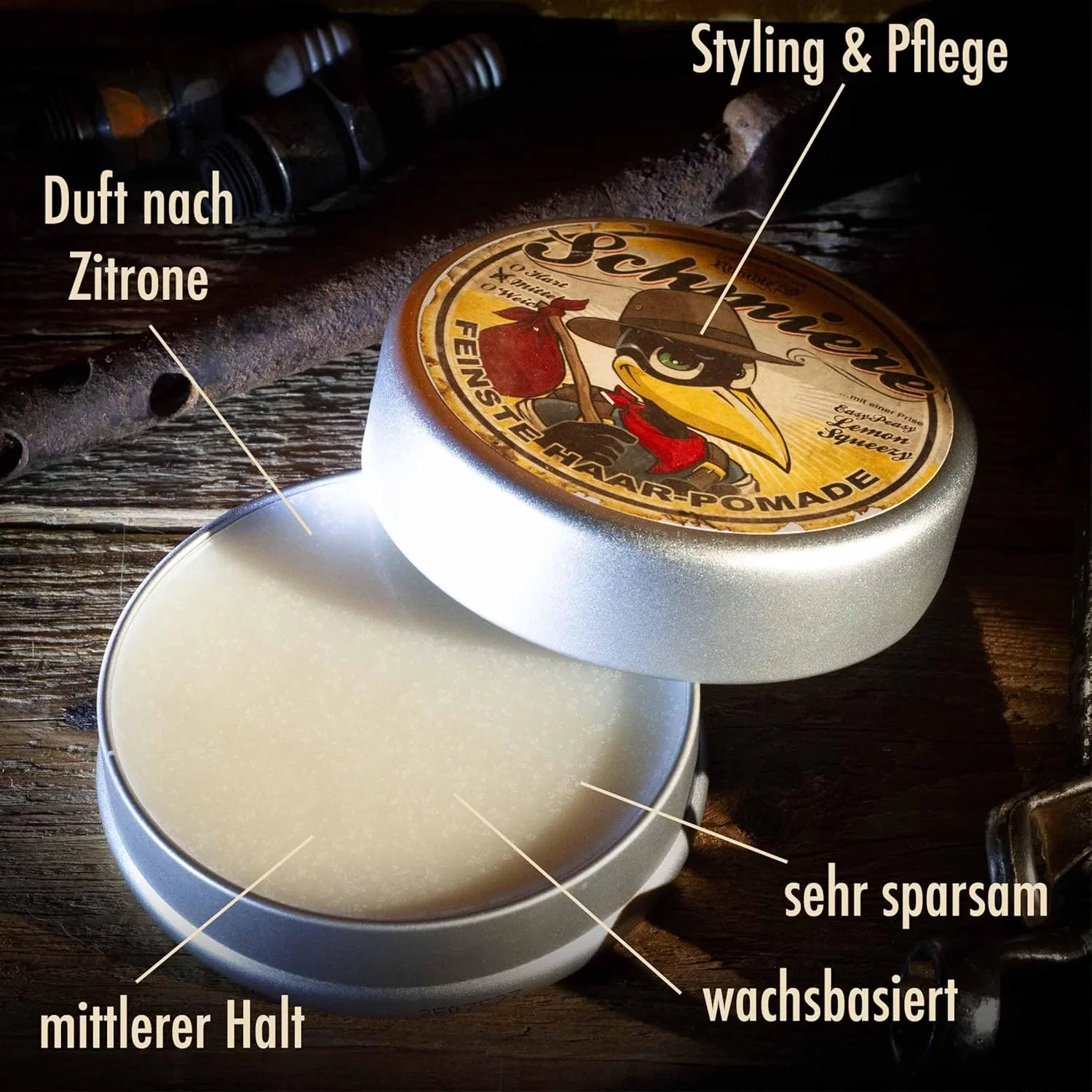 Мужская помада для волос Rumble59 Schmiere Greasy Lemon, 140 мл, средней фиксации Schmiere Feinste Haar-Pomade — фото 4