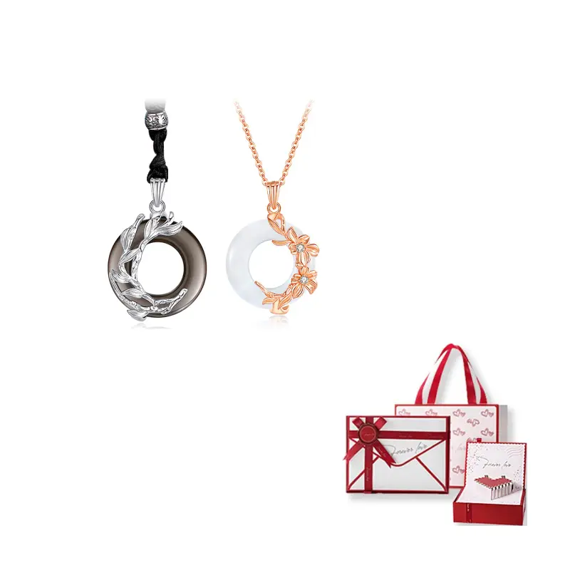 

Нефритовый кулон Unisex GIFU, men's черный cord+women's серебряный chain