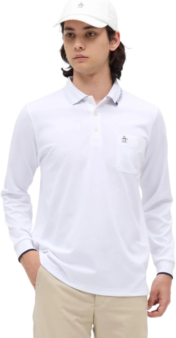 

Мужская поло-рубашка с длинным рукавом Manning Wear MG5FLS22M, с узором «пике», влагоотводящая, быстросохнущая, с защитой от УФ-излучения, для игры в гольф Munsingwear, белый