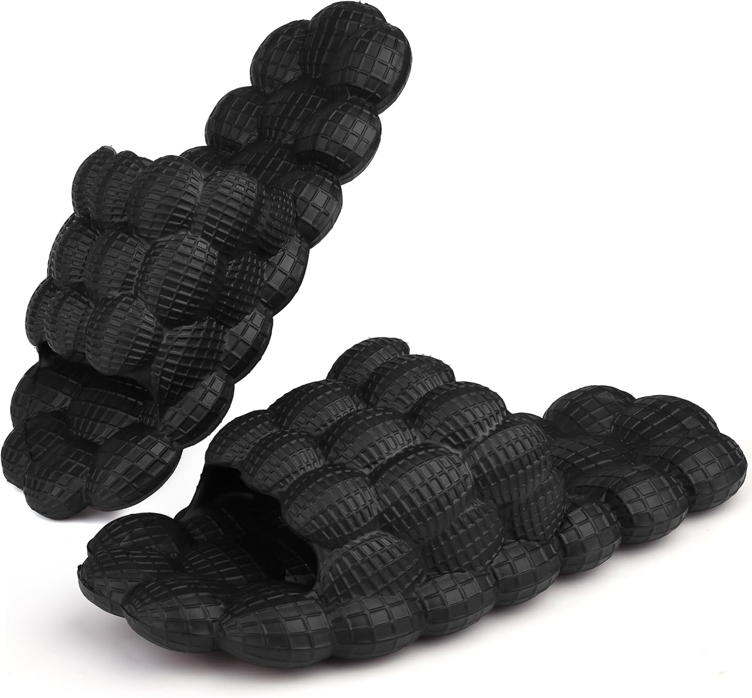 

Массажные шлепанцы FJPTREN с пузырьками для женщин и мужчин, спа-шлепанцы, нескользящие, быстро сохнущие, с открытым носком для дома, душа и ванной, черный